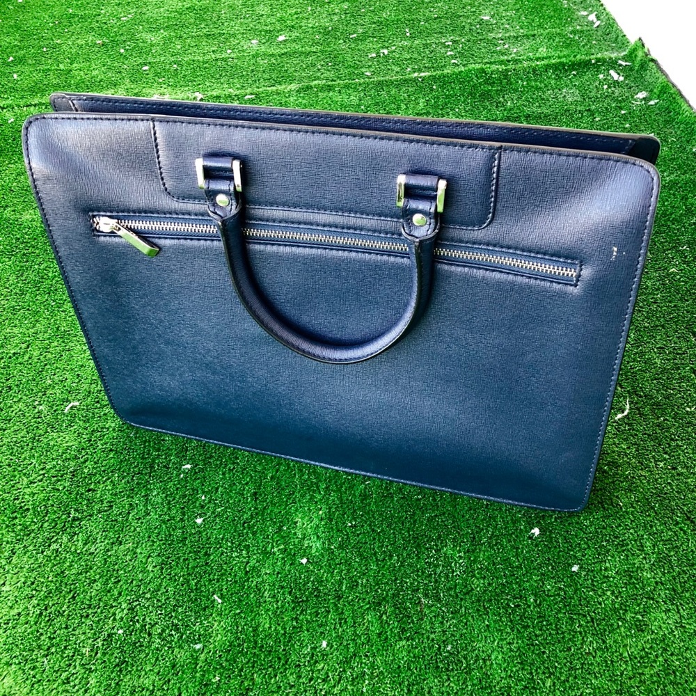 Barney’s Leather Briefcase. Navy.